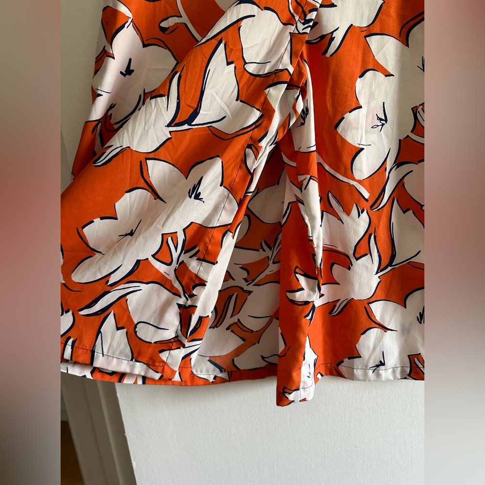 ZARA Trafaluc Orange/White Floral Print Wrap Skort Pants size Medium EUC - Picture 11 of 12